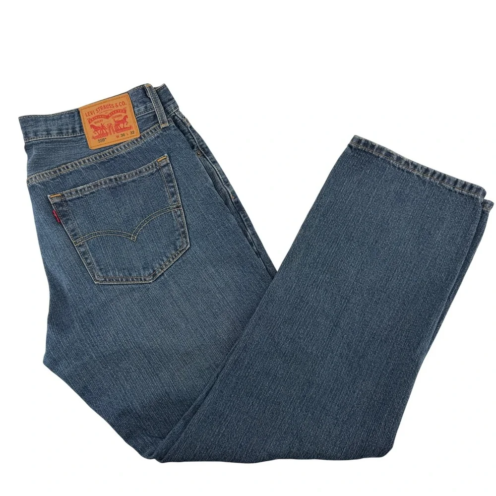Levi's 559 Relaxed Straight Jeans Mens 36x32 Blue Medium Wash Denim Utility Work